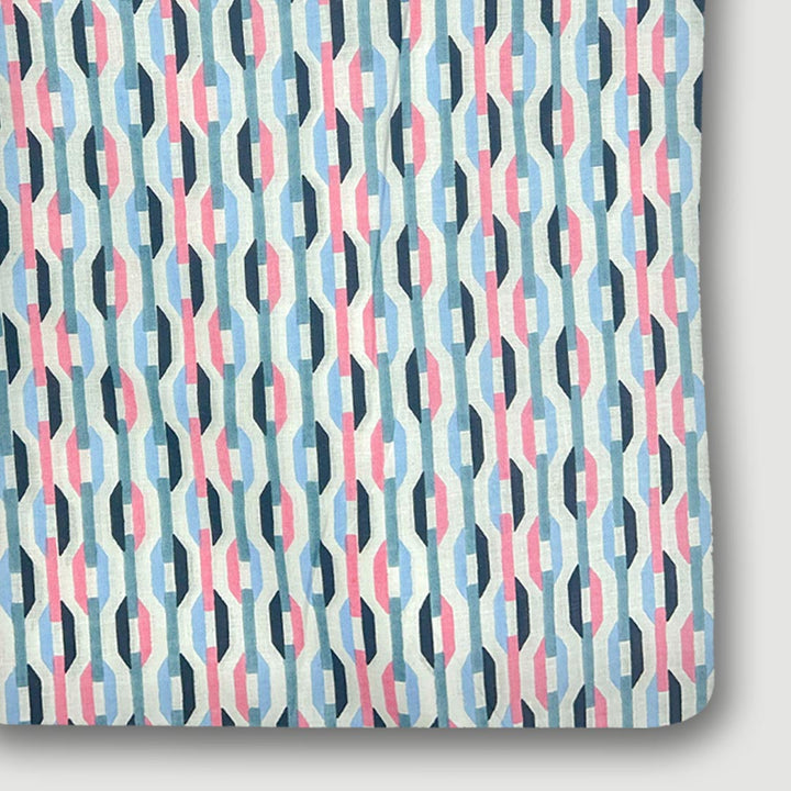 Blue With Pink Shades Abstracts Printed Cotton Fabric