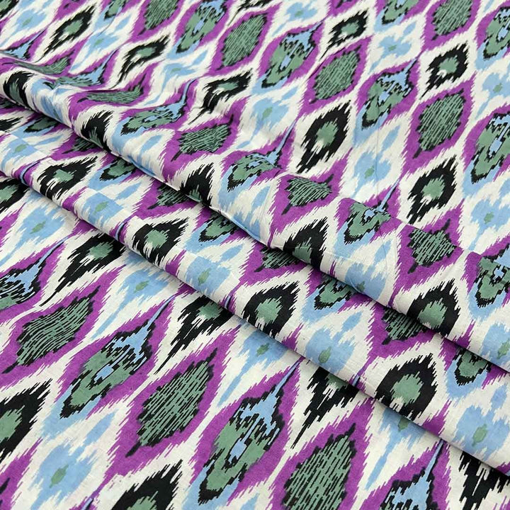 Purple Abstracts Printed Cotton Fabric (1 Quantity = 0.5 Mtr Top + 0.5 Mtr Bottom)