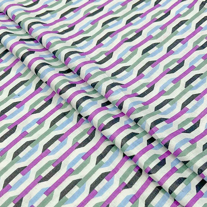 Purple Abstracts Printed Cotton Fabric (1 Quantity = 0.5 Mtr Top + 0.5 Mtr Bottom)