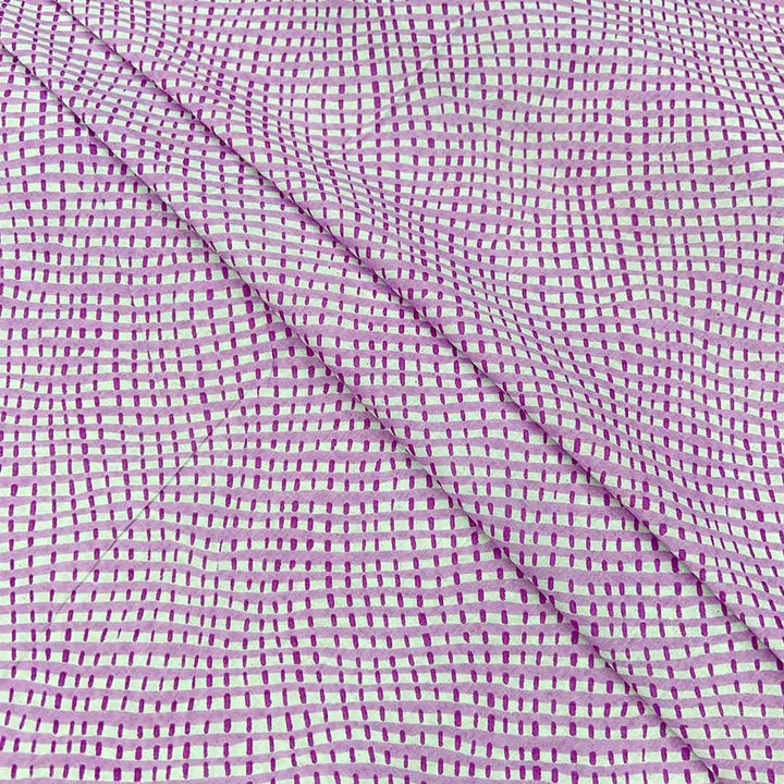 Lavender Shades Stripes Printed Cotton Fabric