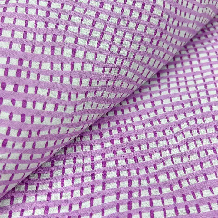 Lavender Shades Stripes Printed Cotton Fabric