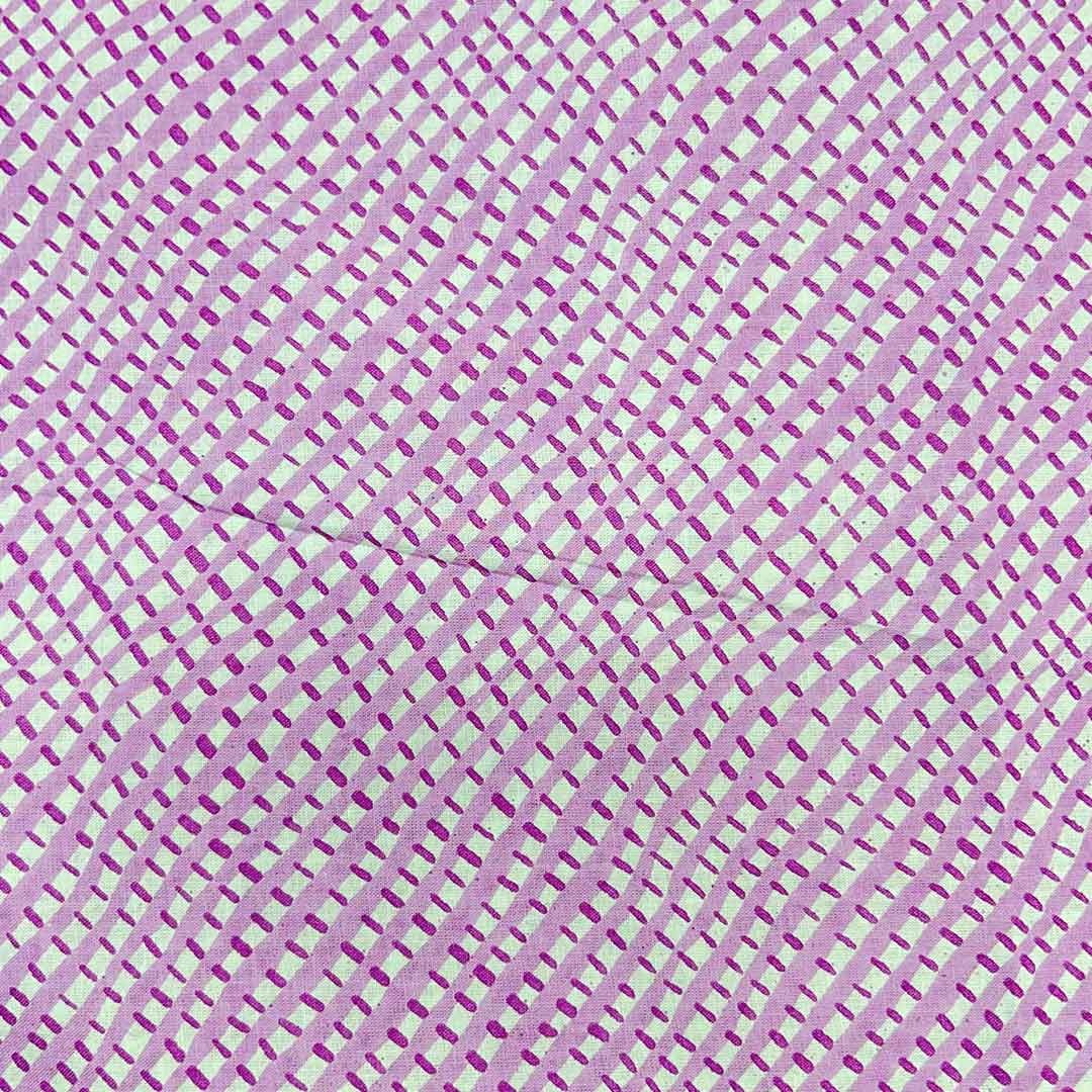 Lavender Shades Stripes Printed Cotton Fabric