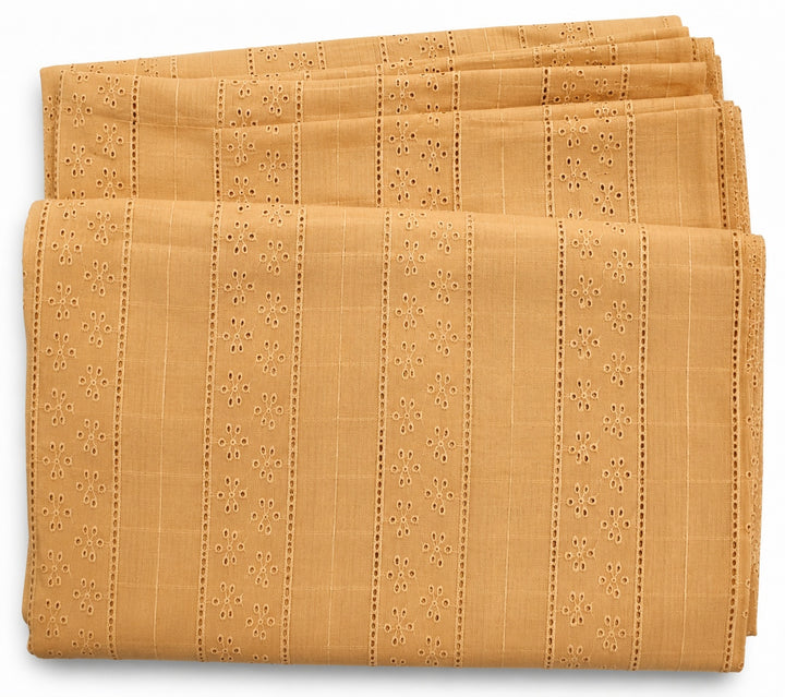 Chikoo Shade Embroidered Cotton Hakoba Fabric