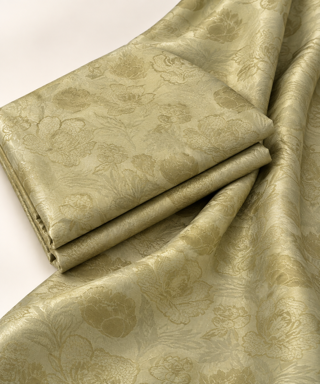 Kanjivaram Jacquard Printed Fabric | Fabric for Lehenga, Blouse & Kurti (Pista)