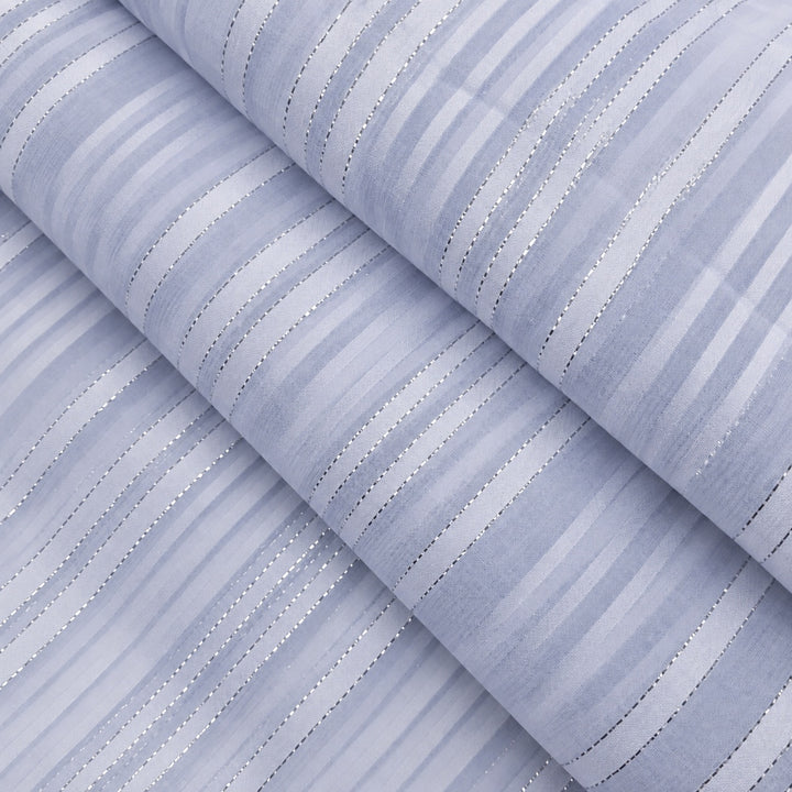 Grey Stripes Printed Georgette Fabric