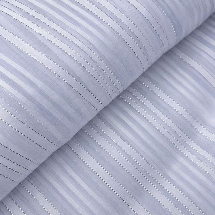 Grey Stripes Printed Georgette Fabric