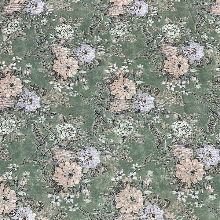 Green Shades Floral Printed Georgette Fabric