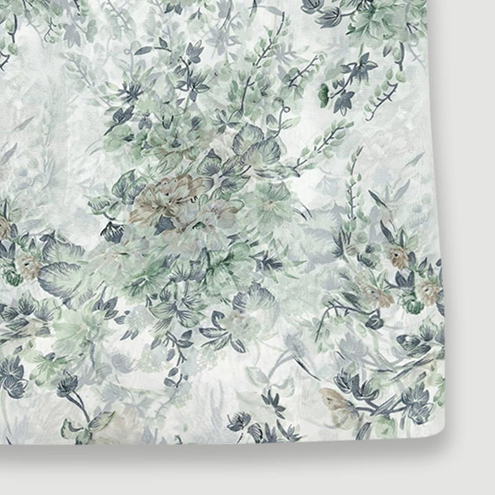 White With Pista Green Floral Printed Georgette Fabric