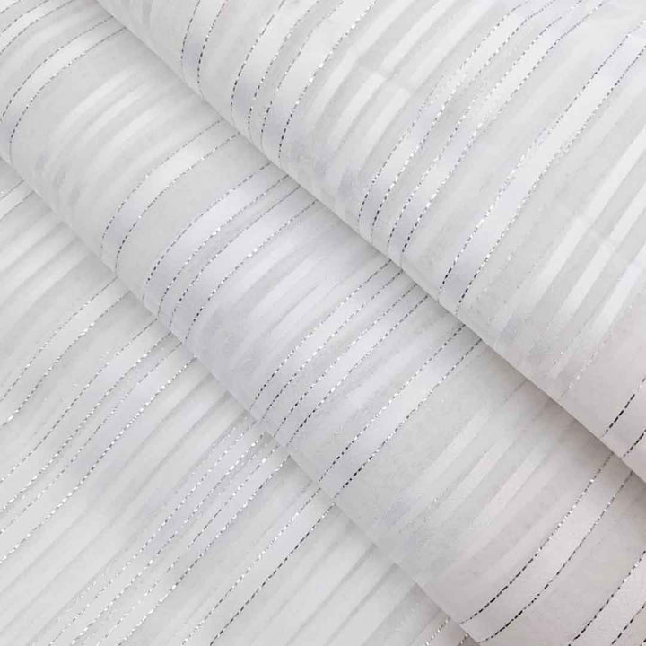 Grey Stripes Printed Georgette Fabric