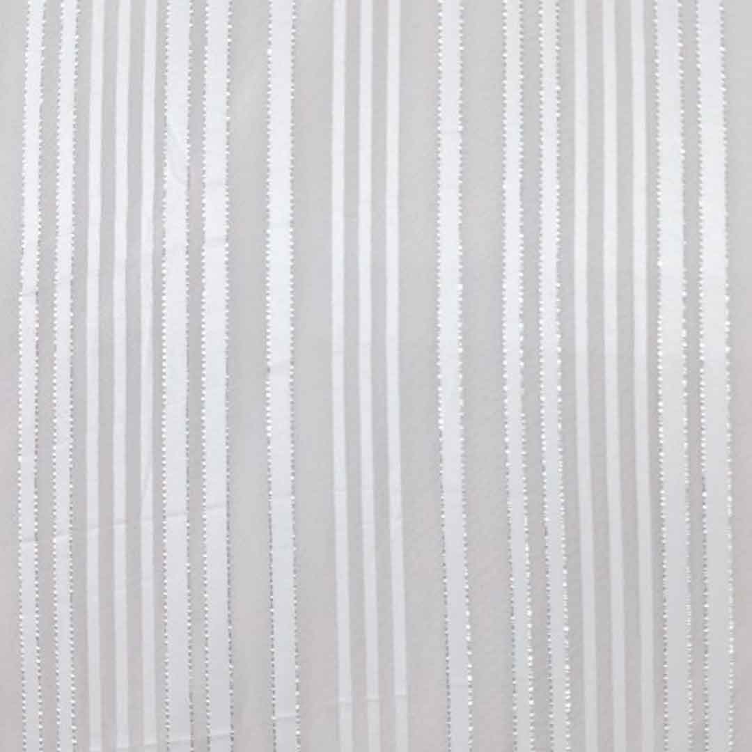 Grey Stripes Printed Georgette Fabric