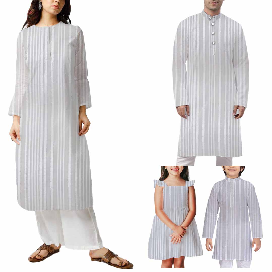 Grey Stripes Printed Georgette Fabric