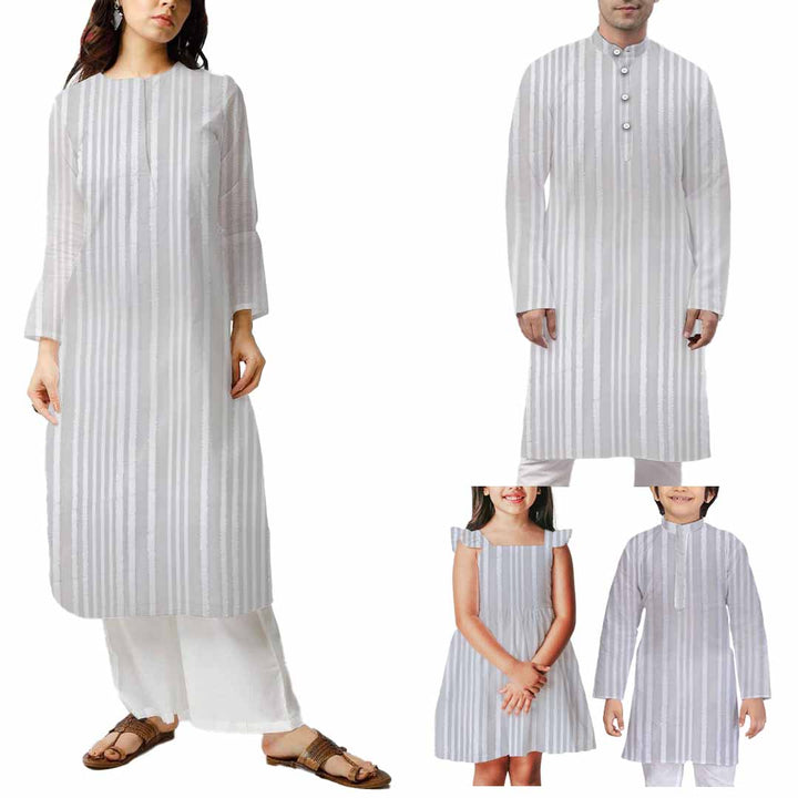 Grey Stripes Printed Georgette Fabric