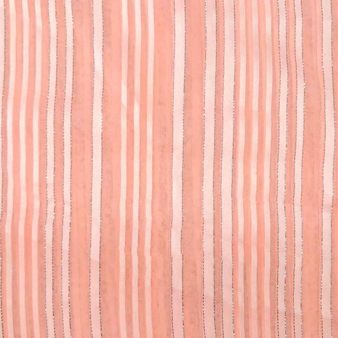 Peach Stripes Printed Georgette Fabric