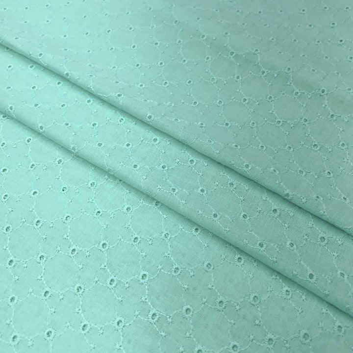 Cyan Shade Embroidered Cotton Heavy Hakoba Fabric