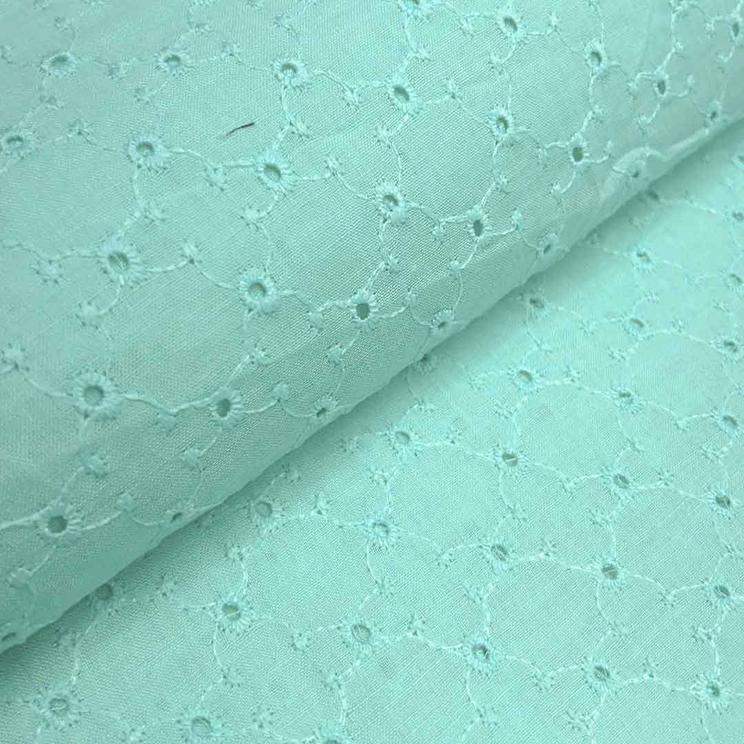 Cyan Shade Embroidered Cotton Heavy Hakoba Fabric