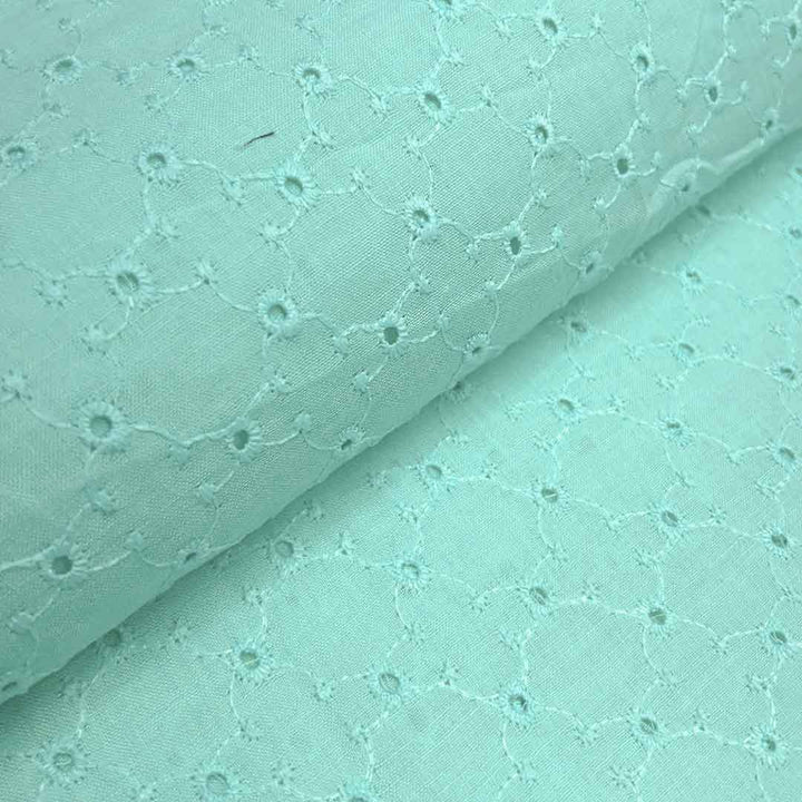 Cyan Shade Embroidered Cotton Heavy Hakoba Fabric