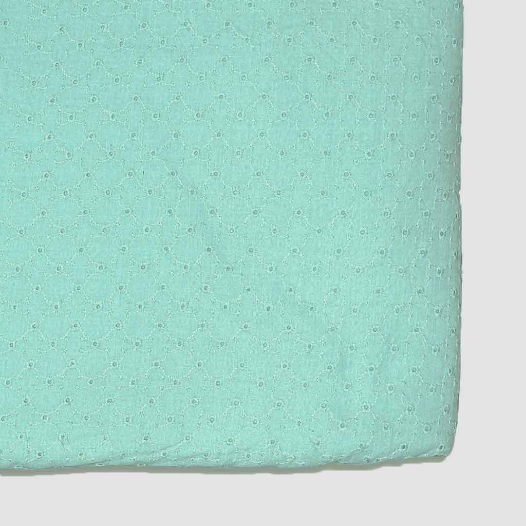 Cyan Shade Embroidered Cotton Heavy Hakoba Fabric