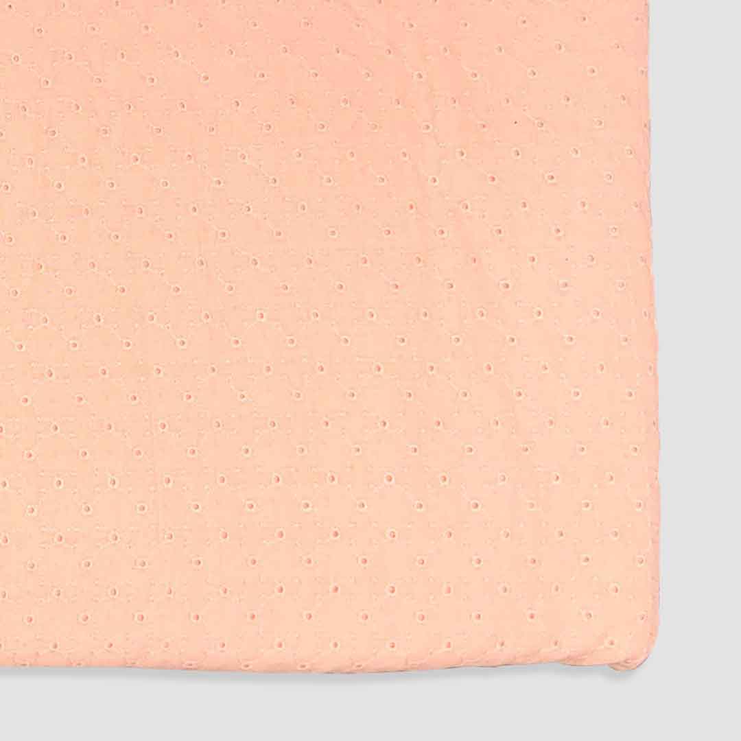 Peach Shade Embroidered Cotton Heavy Hakoba Fabric