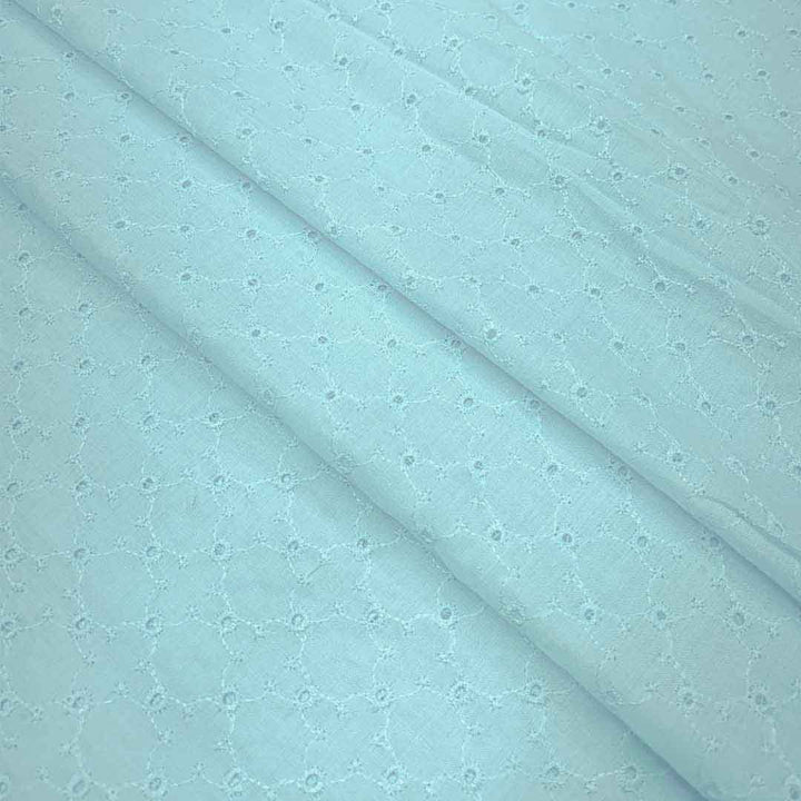 Light Blue Embroidered Cotton Heavy Hakoba Fabric