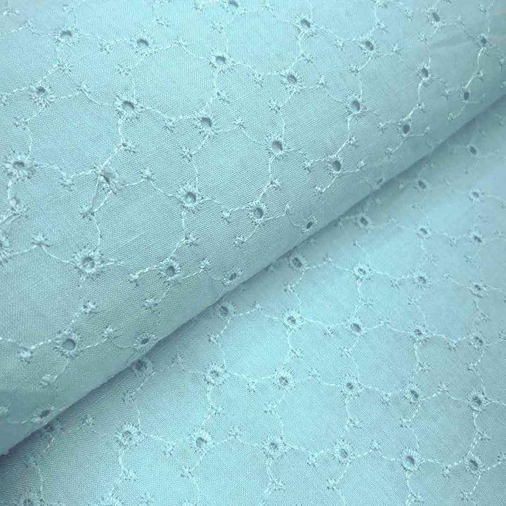 Light Blue Embroidered Cotton Heavy Hakoba Fabric