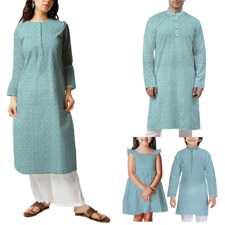 Light Blue Embroidered Cotton Heavy Hakoba Fabric