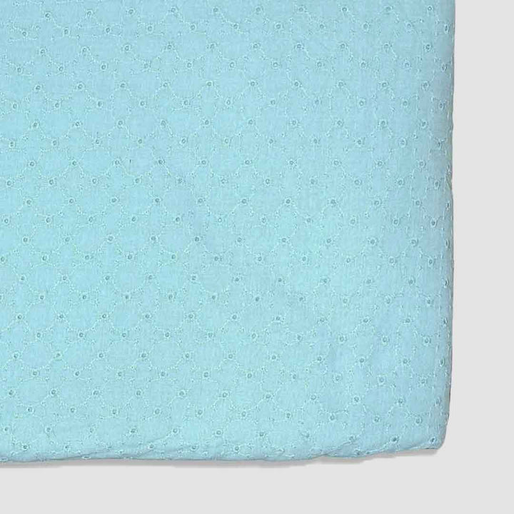 Light Blue Embroidered Cotton Heavy Hakoba Fabric