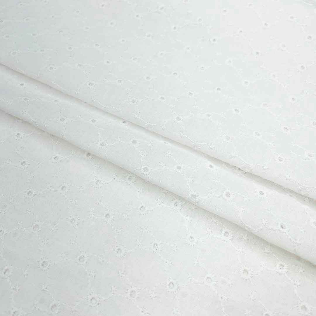 White Shade Embroidered Cotton Heavy Hakoba Fabric