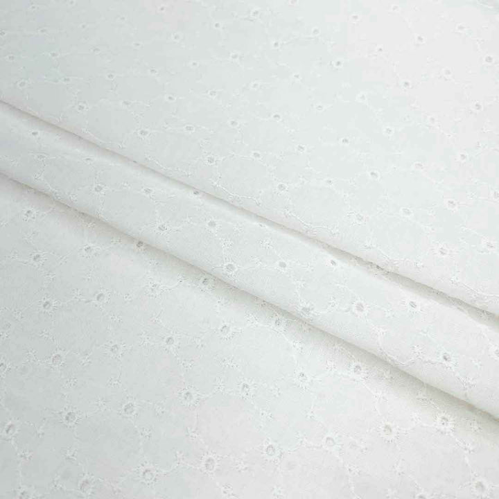 White Shade Embroidered Cotton Heavy Hakoba Fabric