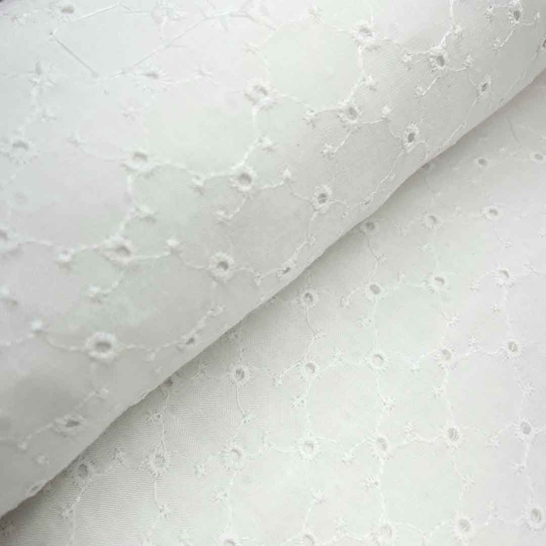 White Shade Embroidered Cotton Heavy Hakoba Fabric