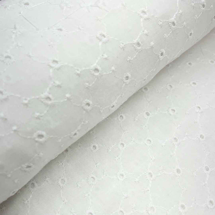 White Shade Embroidered Cotton Heavy Hakoba Fabric