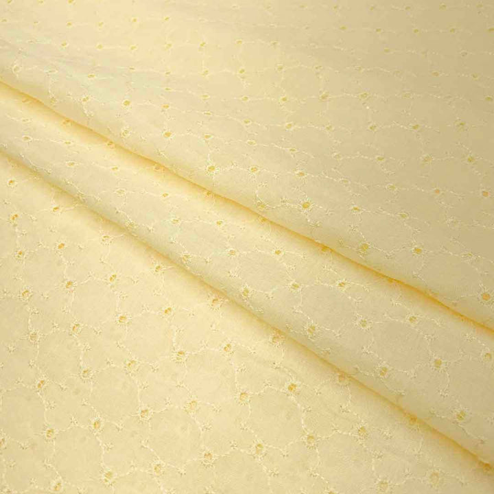 Lemon Yellow Shade Embroidered Cotton Heavy Hakoba Fabric
