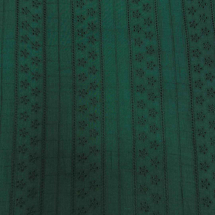 Bottle Green Shade Embroidered Cotton Heavy Hakoba Fabric