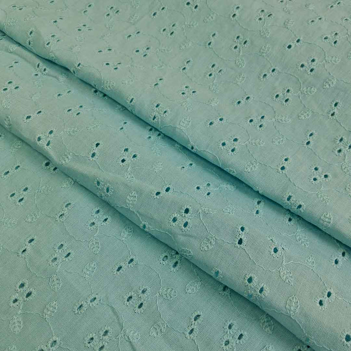 Blue Shade Embroidered Cotton Heavy Hakoba Fabric