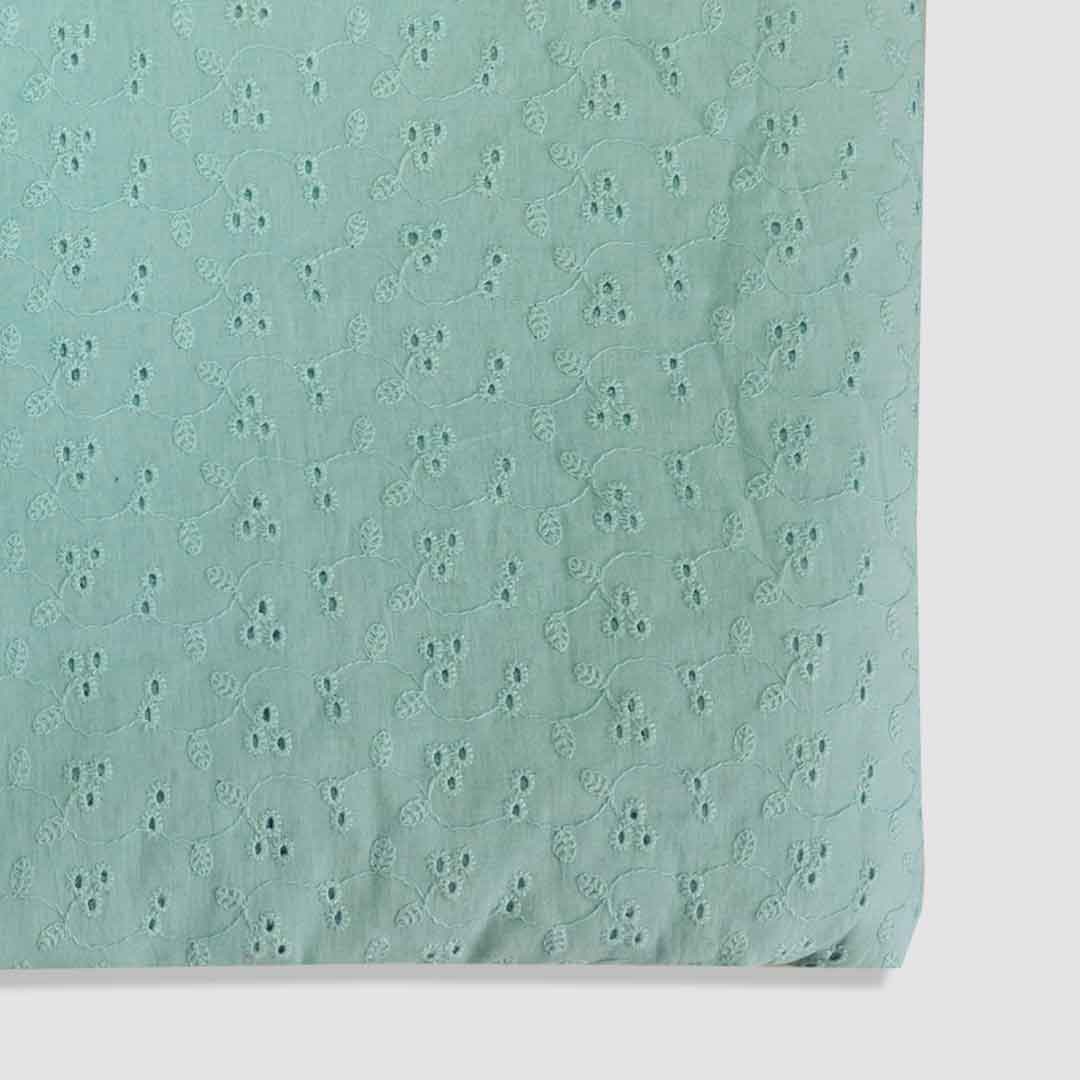 Blue Shade Embroidered Cotton Heavy Hakoba Fabric