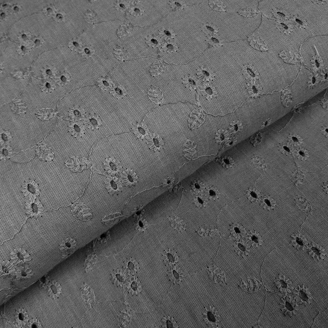Grey Shade Embroidered Cotton Heavy Hakoba Fabric