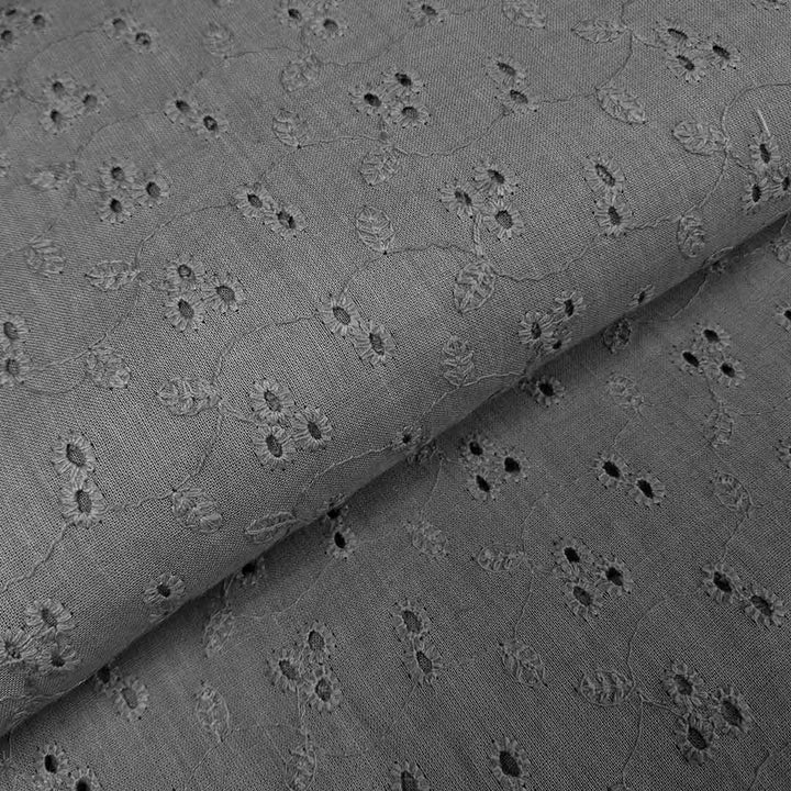 Grey Shade Embroidered Cotton Heavy Hakoba Fabric