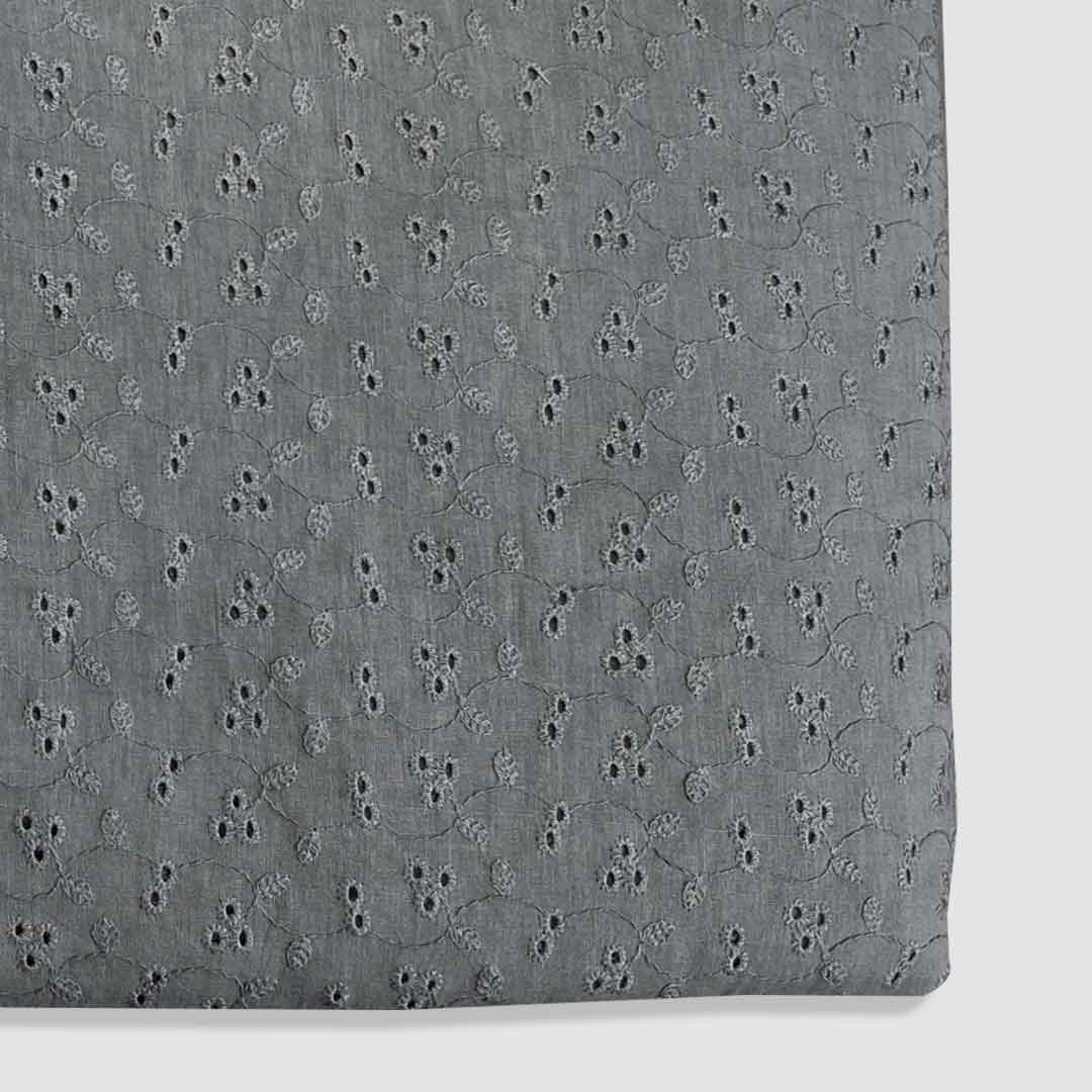Grey Shade Embroidered Cotton Heavy Hakoba Fabric