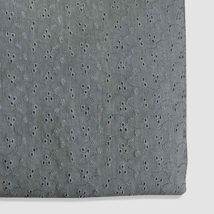 Grey Shade Embroidered Cotton Heavy Hakoba Fabric