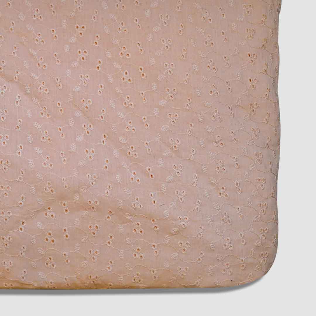 Light Peach Shade Embroidered Cotton Heavy Hakoba Fabric