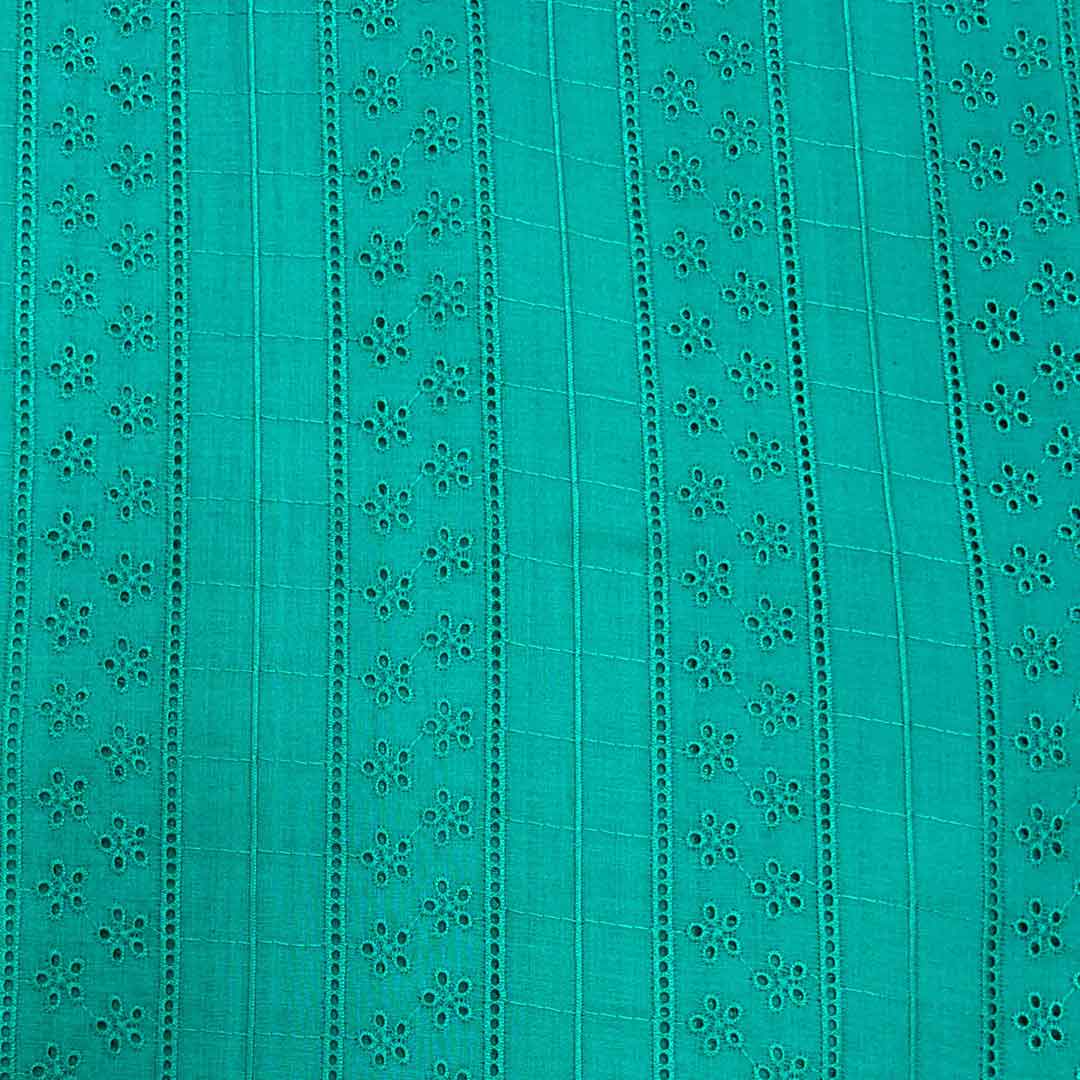 Cyan Shade Embroidered Cotton Heavy Hakoba Fabric