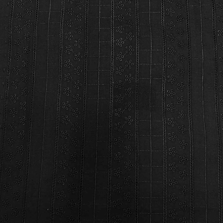 Black Shade Embroidered Cotton Heavy Hakoba Fabric