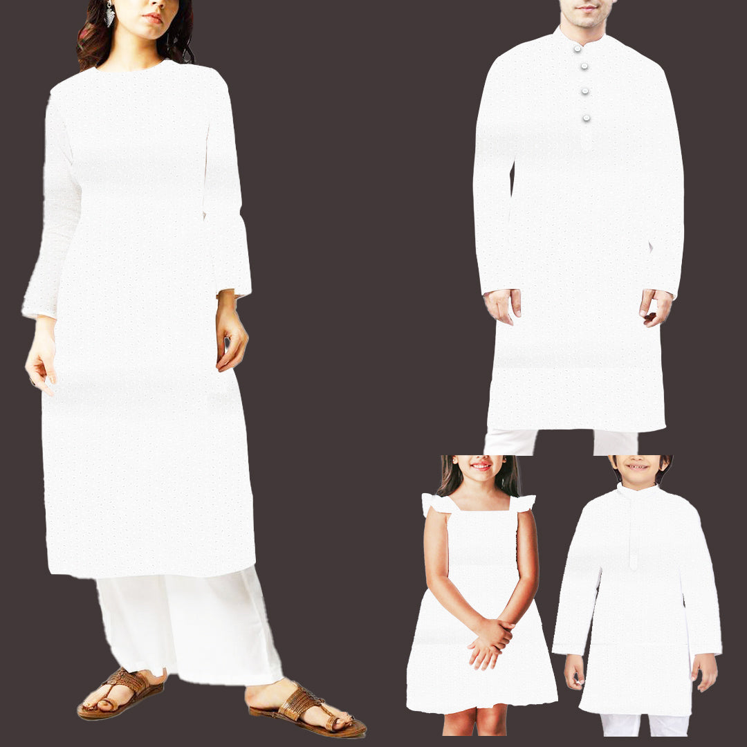 White Embroidered Cotton Hakoba Fabric
