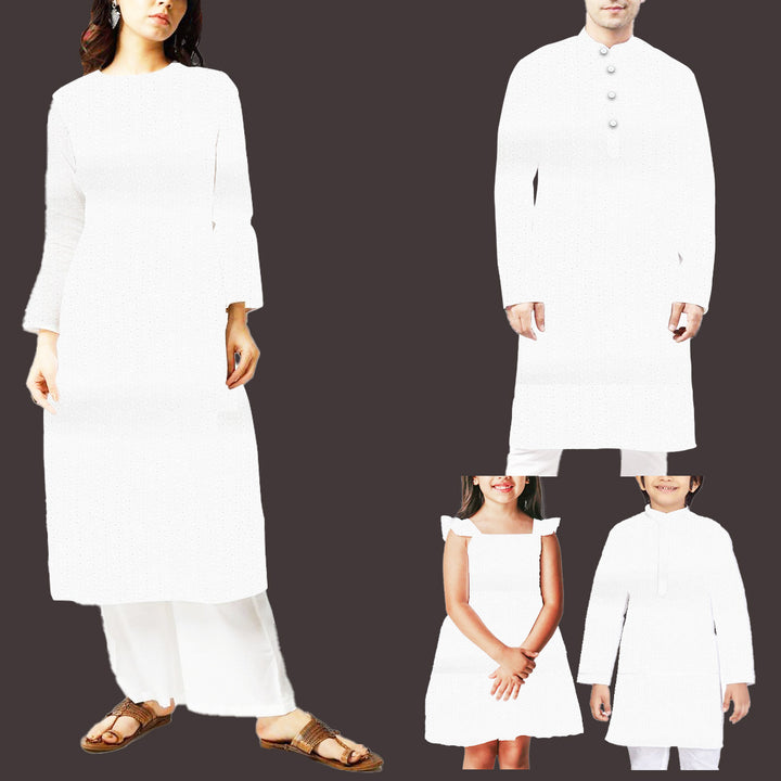 White Embroidered Cotton Hakoba Fabric