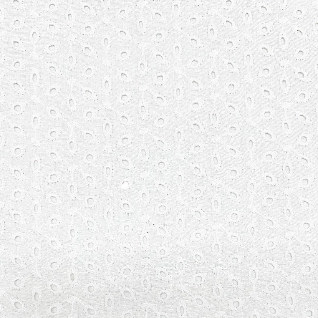 White Embroidered Cotton Hakoba Fabric