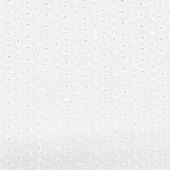 White Embroidered Cotton Hakoba Fabric