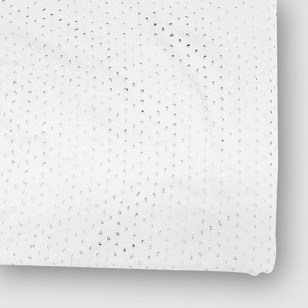 White Embroidered Cotton Hakoba Fabric