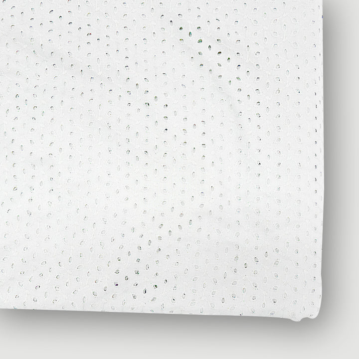 White Embroidered Cotton Hakoba Fabric