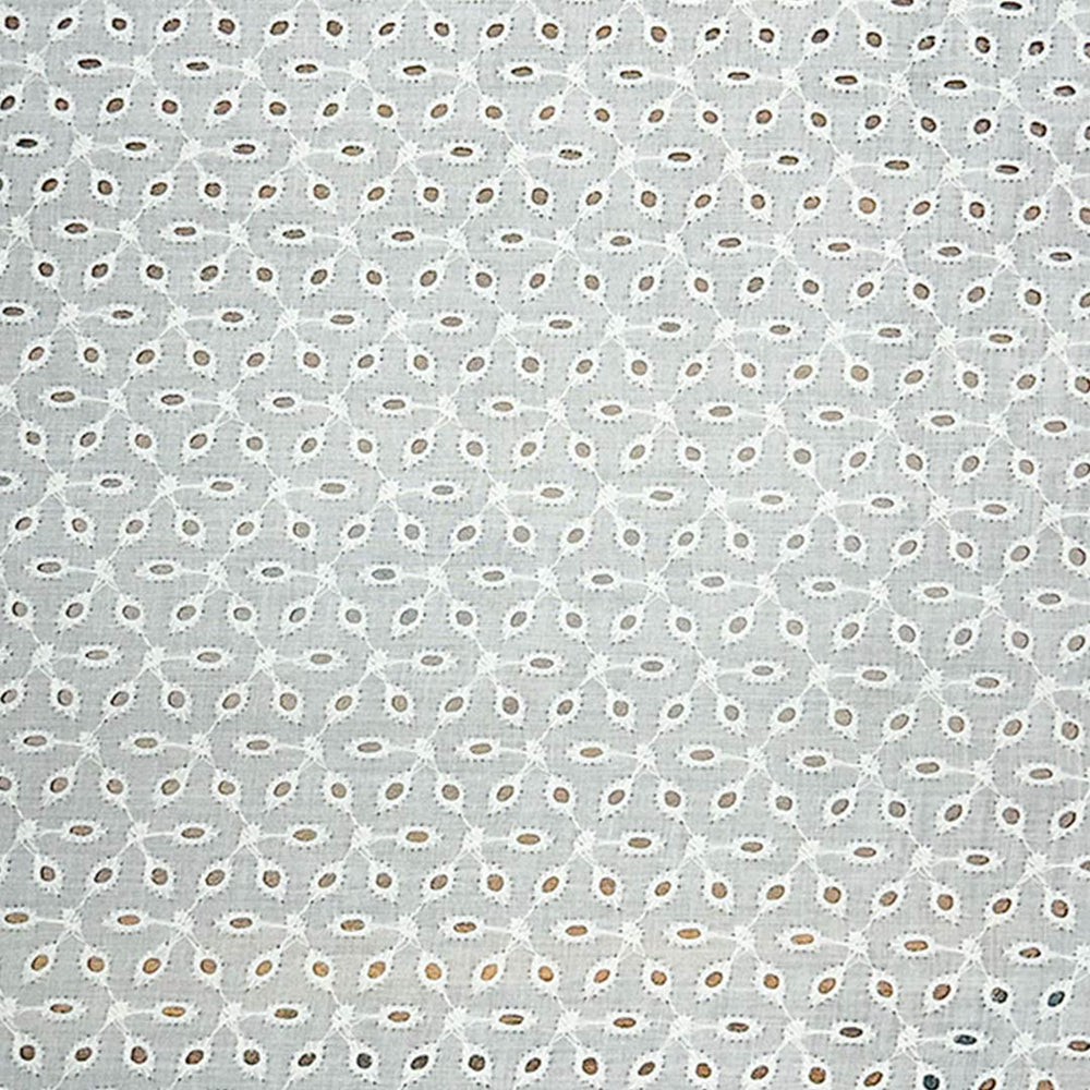 Exquisite off-white cotton Hakoba fabric with detailed embroidery, perfect for elegant and breathable designs at Fabrics @StudioLCX.
