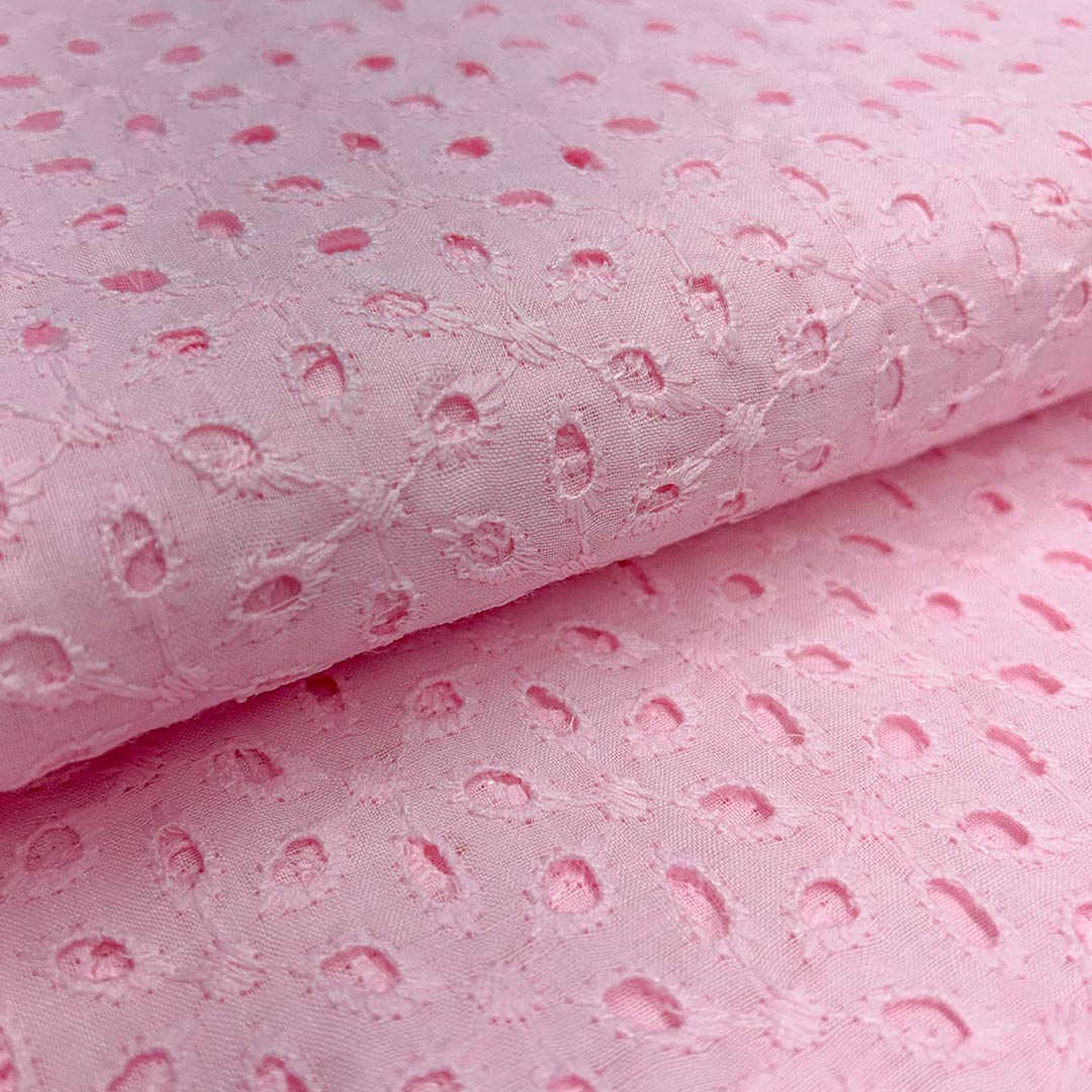 Baby Pink Embroidered Cotton Hakoba Fabric