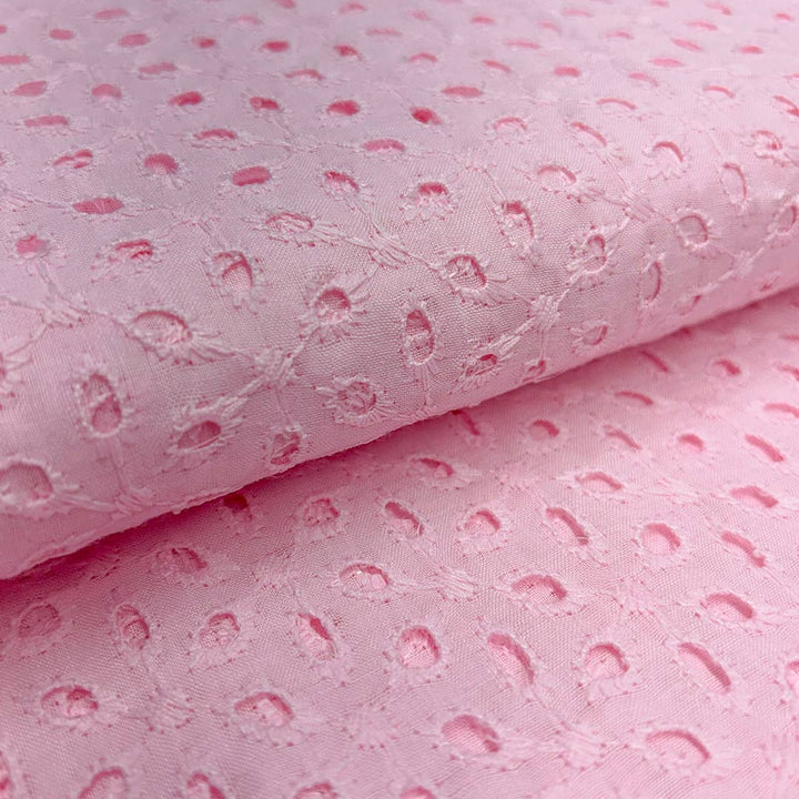 Baby Pink Embroidered Cotton Hakoba Fabric